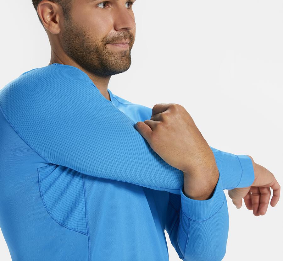 Top Hoka One One Hombre Azules - Performance 3/4 Sleeve - EWFJ41059